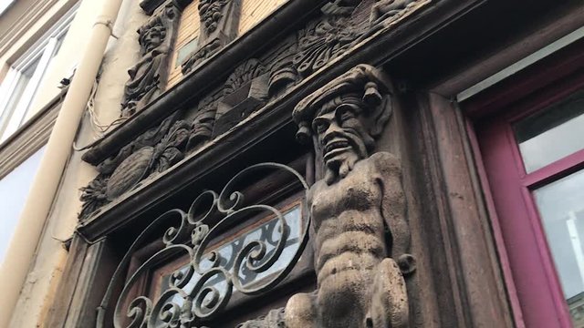 Ornate wooden carving in France