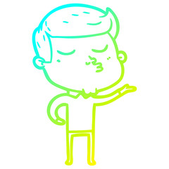 cold gradient line drawing cartoon model guy pouting