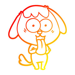 warm gradient line drawing cute cartoon dog