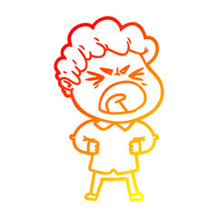 warm gradient line drawing cartoon furious man
