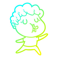 cold gradient line drawing cartoon man singing
