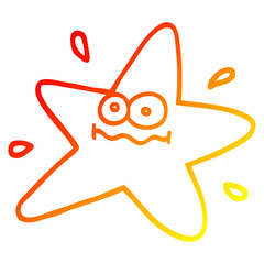 warm gradient line drawing funny cartoon star