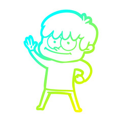 cold gradient line drawing happy cartoon man