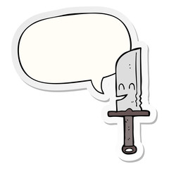 cartoon knife and speech bubble sticker