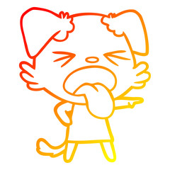 warm gradient line drawing cartoon disgusted dog