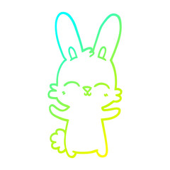 cold gradient line drawing cute cartoon rabbit