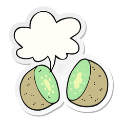 cartoon kiwi and speech bubble sticker