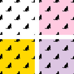 vector seamless pattern with black cats