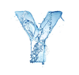 letter Y made of water splash isolated on white background - obrazy, fototapety, plakaty