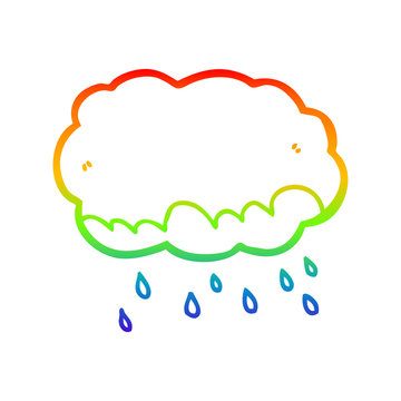rainbow gradient line drawing cartoon rain cloud
