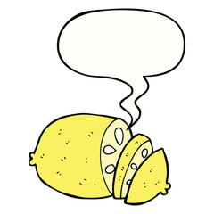 cartoon sliced lemon and speech bubble