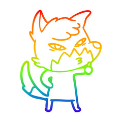 rainbow gradient line drawing clever cartoon fox