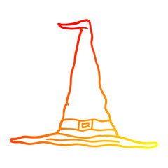 warm gradient line drawing cartoon witch hat