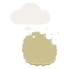 cartoon biscuit and thought bubble in retro style