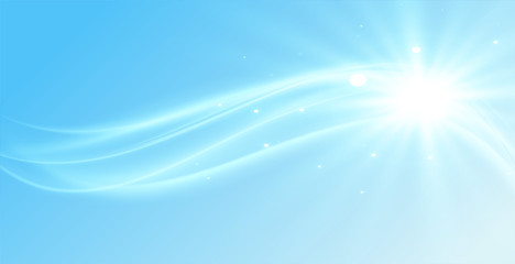 shiny sky background with bright sun and wave