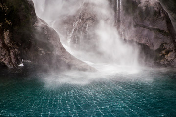 Waterfall Cascade in Milford Sound 
