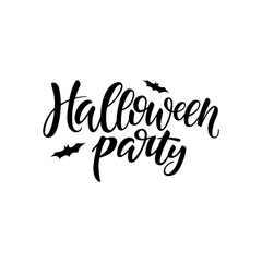 Fototapeta na wymiar Halloween party vector brush lettering. Handwritten Halloween typography print.