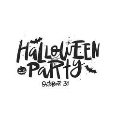 Halloween party vector brush lettering. Handwritten Halloween typography print.