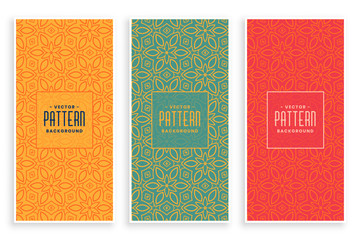 retro abstract floral pattern banners set