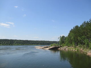 Fototapeta na wymiar The bank of the Yenisei River