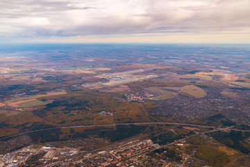 Obraz premium Aerial View of Lisbon from plane or drone, Portugal