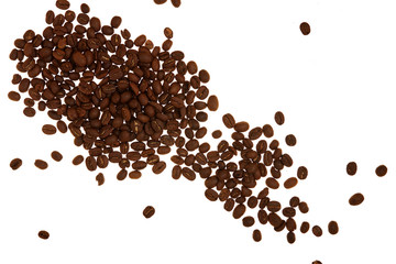Pile of coffee beans white background