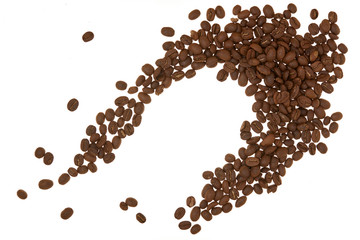 Pile of coffee beans white background