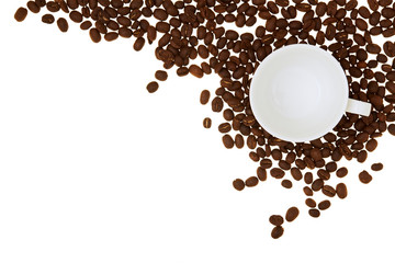 Coffee cup empty With Pile coffee beans