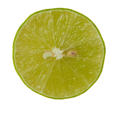 slice fresh lime on white