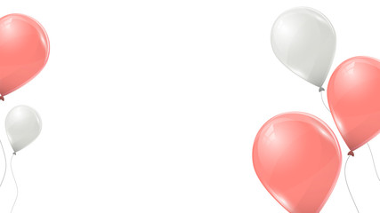 Vector pink and white balloons on white background. Flying latex 3d ballons.  © Linett