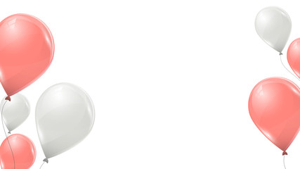 Vector pink and white balloons on white background. Flying latex 3d ballons.  © Linett