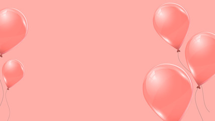 Vector pink helium balloons on pink background. Flying latex 3d ballons.  © Linett