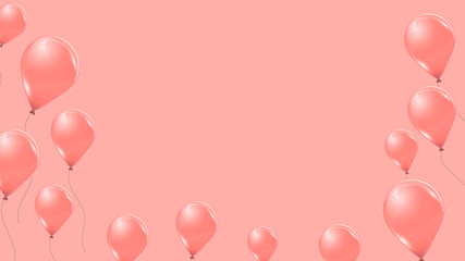 Vector pink helium balloons on pink background. Flying latex 3d ballons.  © Linett