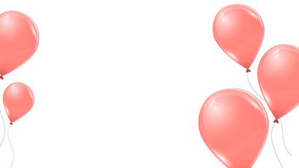 Vector pink balloons isolated on white background. Flying latex 3d ballons. 