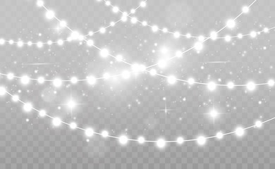 Christmas lights isolated on transparent background. Vector illustration