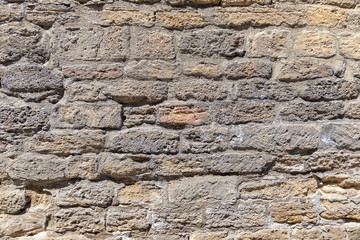 The texture of the old wall of large bricks