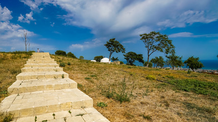 The road from the Khan's baths to the southern wall of the Naryn-Kala fortress. Nearby is an observation deck, from which the entire fortress is clearly visible