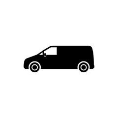Fototapeta premium Vector, flat image of a minibus. Isolated icon of the minibus for transportation of black cargo