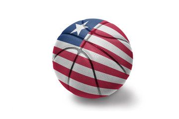 basketball ball with the national flag of liberia on the white background