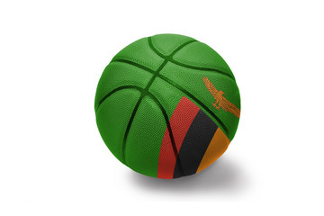 basketball ball with the national flag of zambia on the white background