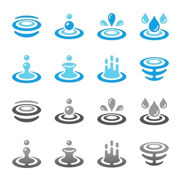 colorful and gradient water and ripple icon set,vector and illustration