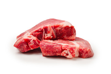 Raw pork isolated on white background.