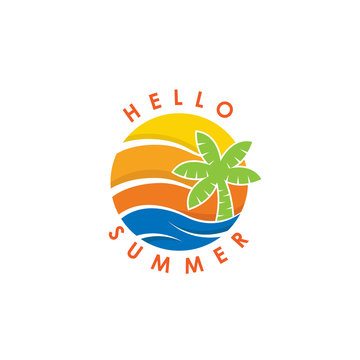 Summer time holiday illustration with flat style vector. can be used as logo icon and label design.