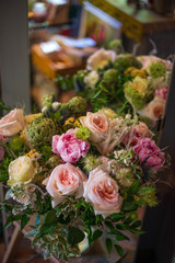 bouquet, wedding, rose, flower, flowers, pink, white, roses, floral, love, green, bride, bridal, beautiful, decoration, marriage, beauty, red, bunch, nature, arrangement, blossom, celebration, color, 