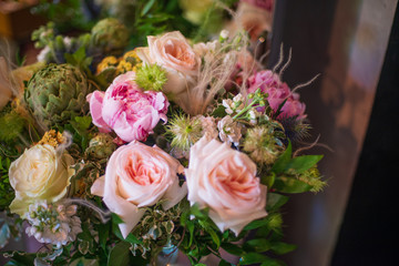 bouquet, wedding, rose, flower, flowers, pink, white, roses, floral, love, green, bride, bridal, beautiful, decoration, marriage, beauty, red, bunch, nature, arrangement, blossom, celebration, color, 
