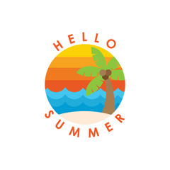 Summer time holiday illustration with flat style vector. can be used as logo icon and label design.