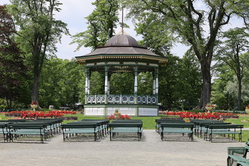 pavilion in park, Halifax public gardens in summer, no people
