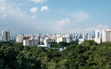 Singapore high density residential area skyline aerial view