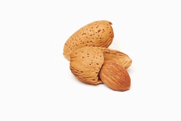 almonds isolated on white background
