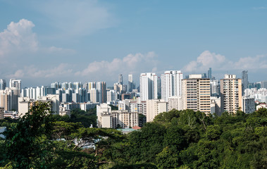 Singapore high density residential area skyline aerial view